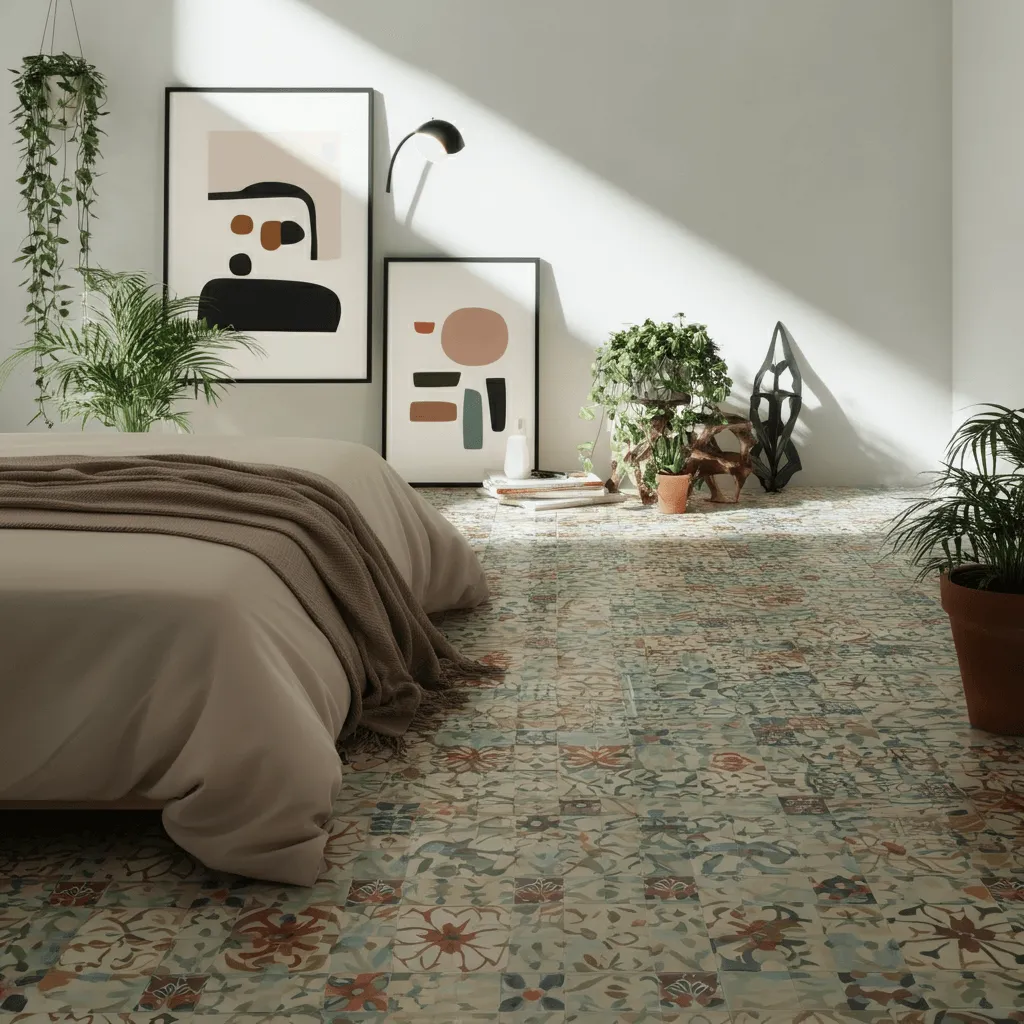 10 Game-Changing Bedroom Tiles Floor Ideas for a Modern Look 9 Patterned Ceramic Tiles Bedroom