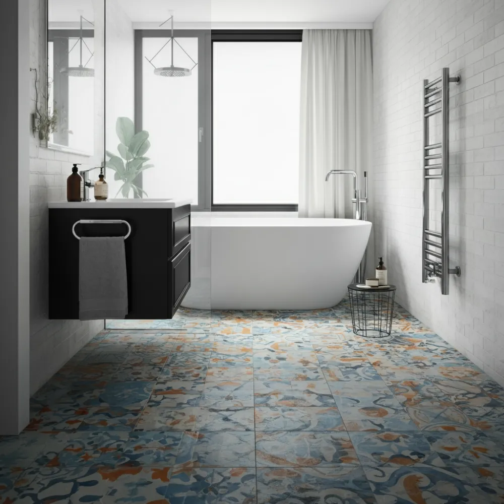 Patterned Floor Tiles Bathroom