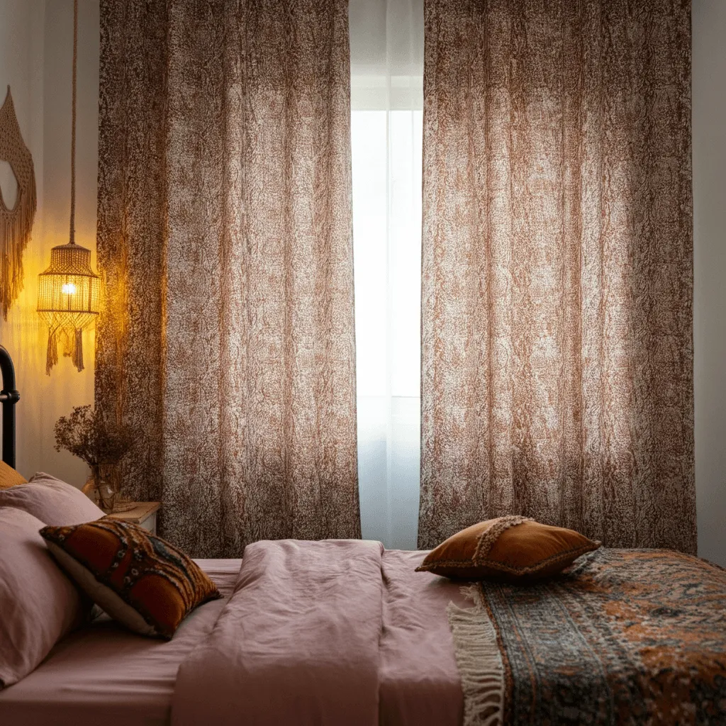 Patterned Window Treatments Boho Bedroom