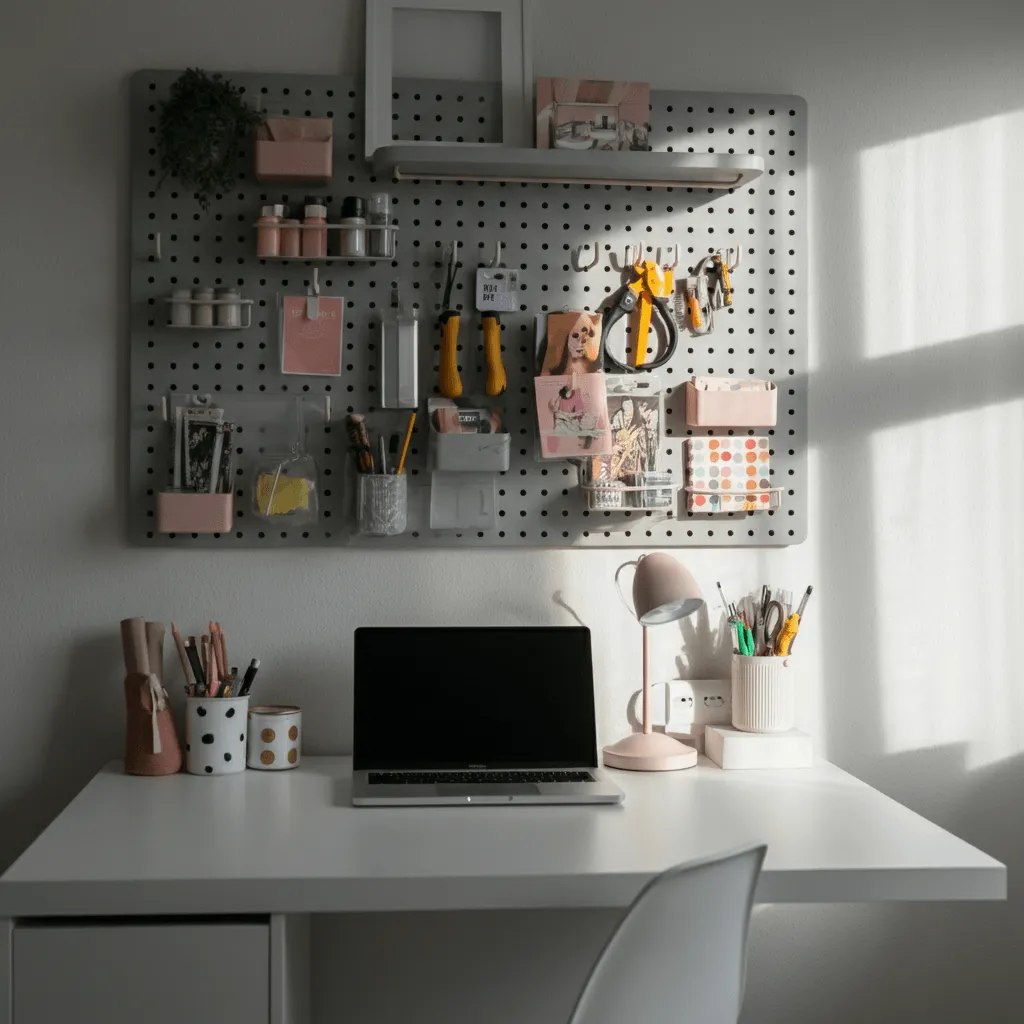 15 Home Office in Bedroom ideas That Feel Spacious & Chic 7 Pegboard Above Desk