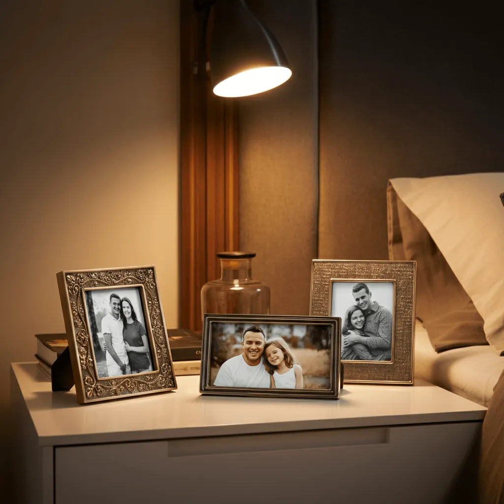 15 Creative Bedroom Bedside Tables Styling Ideas for a Perfect Look 4 Photo Frames Bedside Table