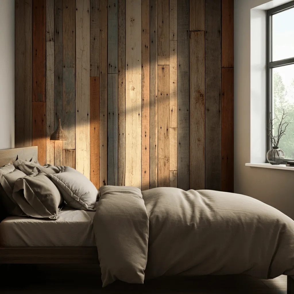 Reclaimed Wood Panels Bedroom

