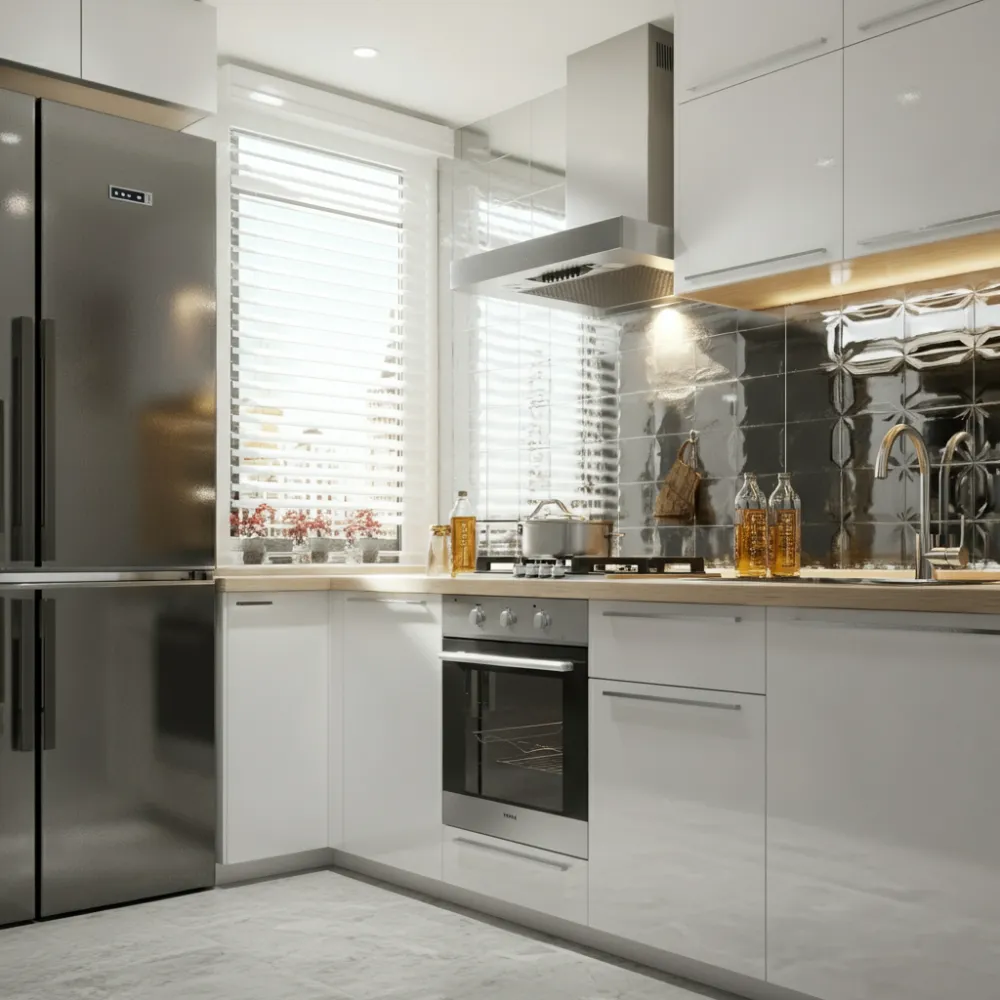Reflective Surfaces Kitchen