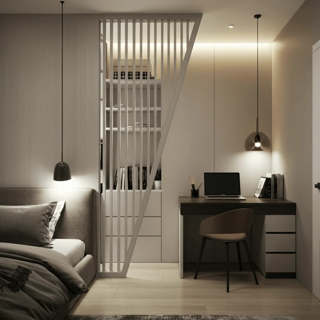 15 Home Office in Bedroom ideas That Feel Spacious & Chic 3 Room Divider Workspace