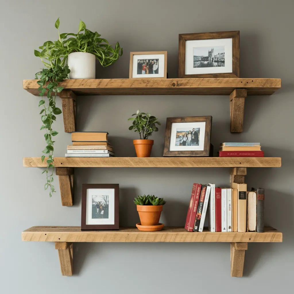 Charming Farmhouse Bedroom Wall Decor Ideas to Try Now 3 Rustic Wooden Shelving