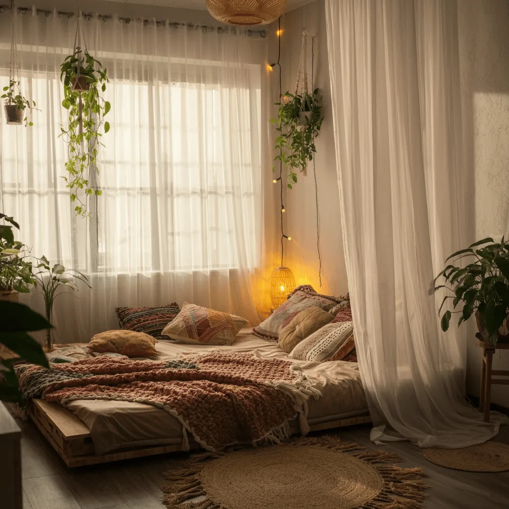 Sheer Curtains Boho Bedroom