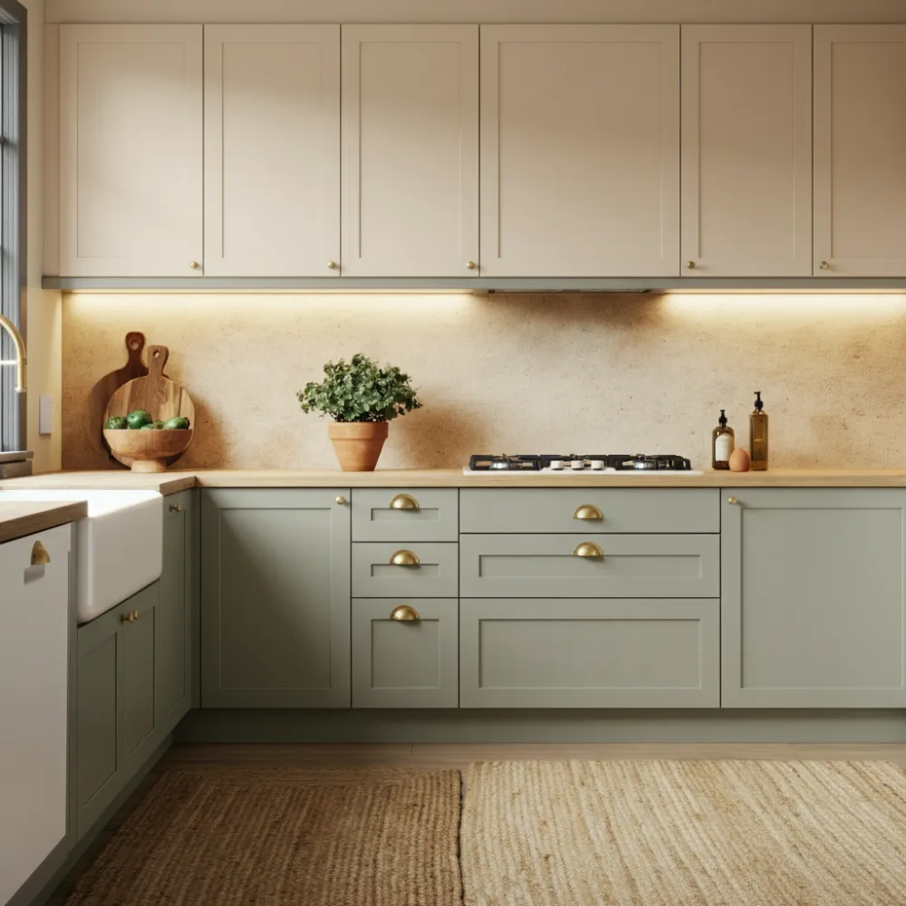 Soft Beige and Muted Sage