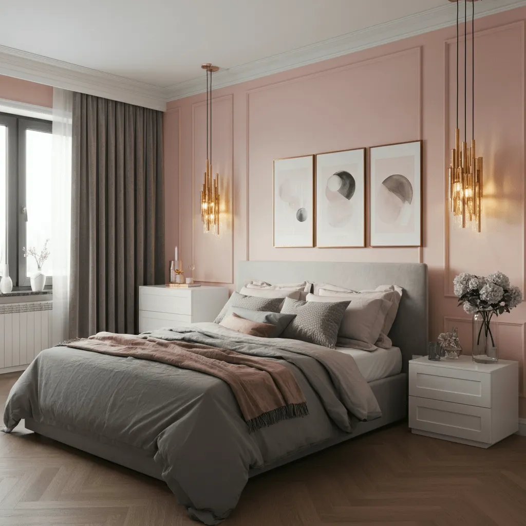 Soft Blush Walls Bedroom