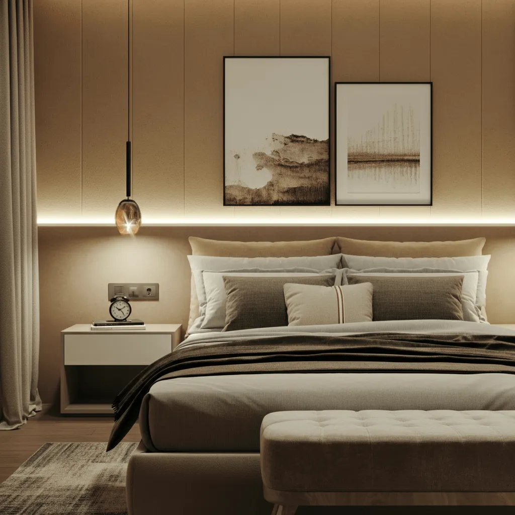 Statement Wall Tan Bedroom