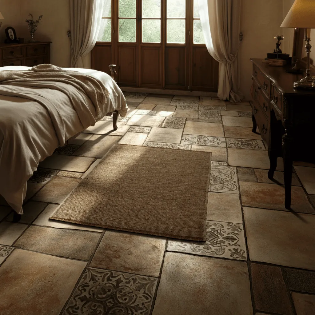 Stone Tile Flooring Bedroom