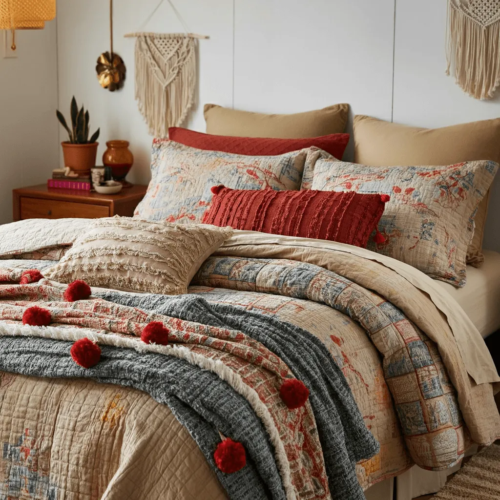 Textured Bedding Boho Bedroom