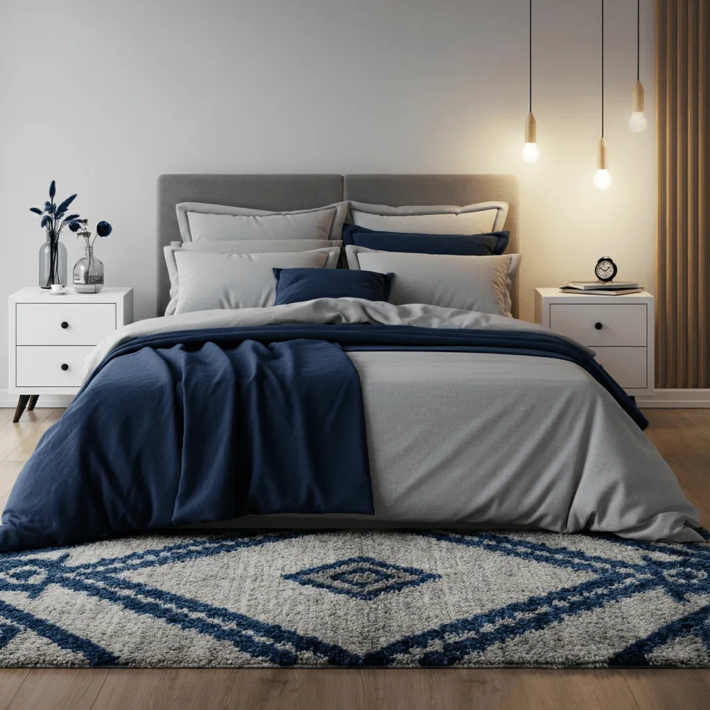 Textured Blue and Grey Rugs