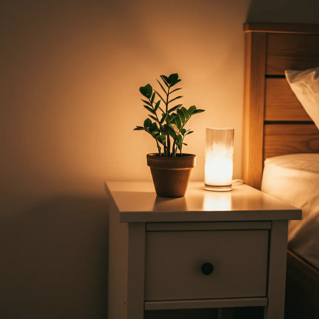 Tiny Plant on Nightstand