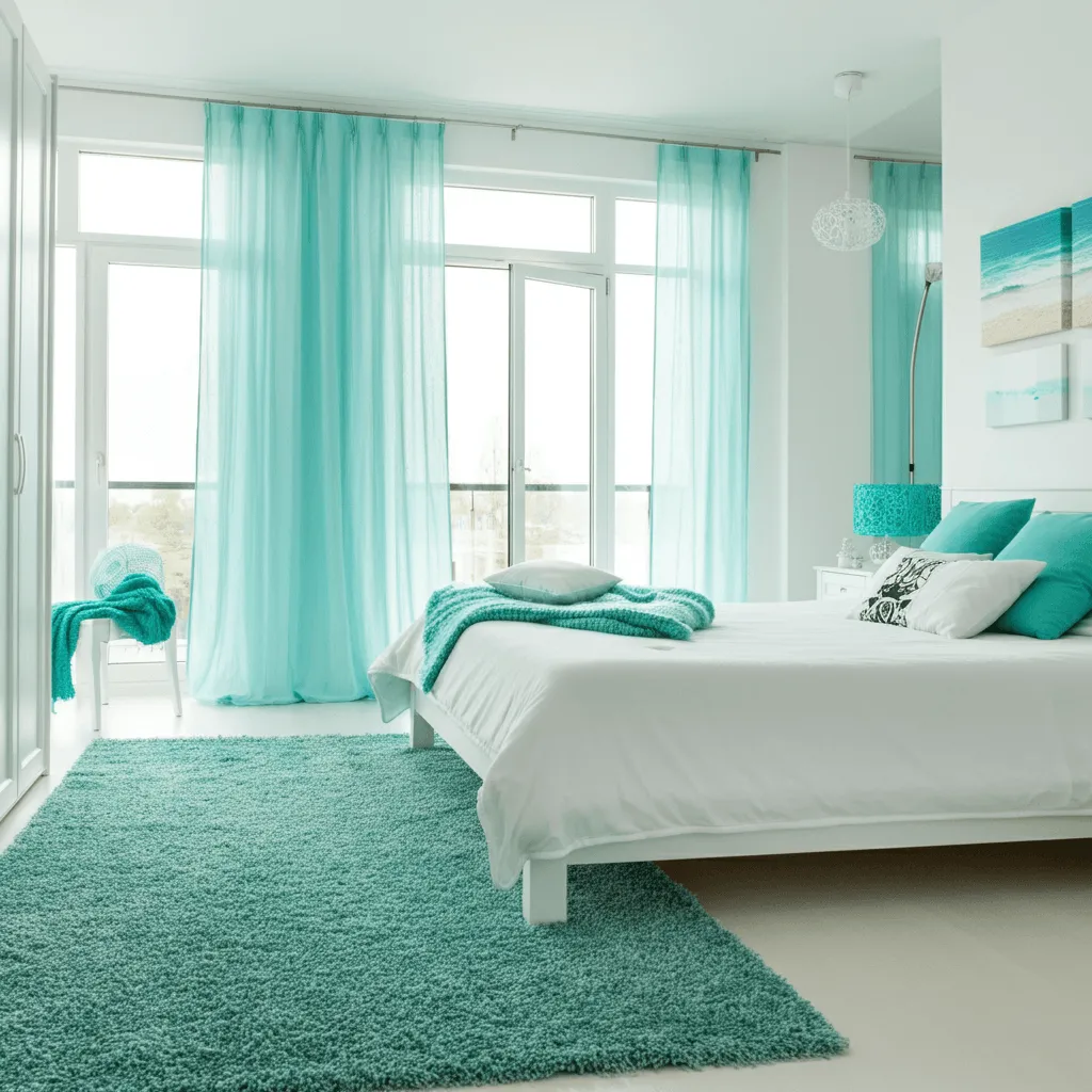 Turquoise and White Bedroom