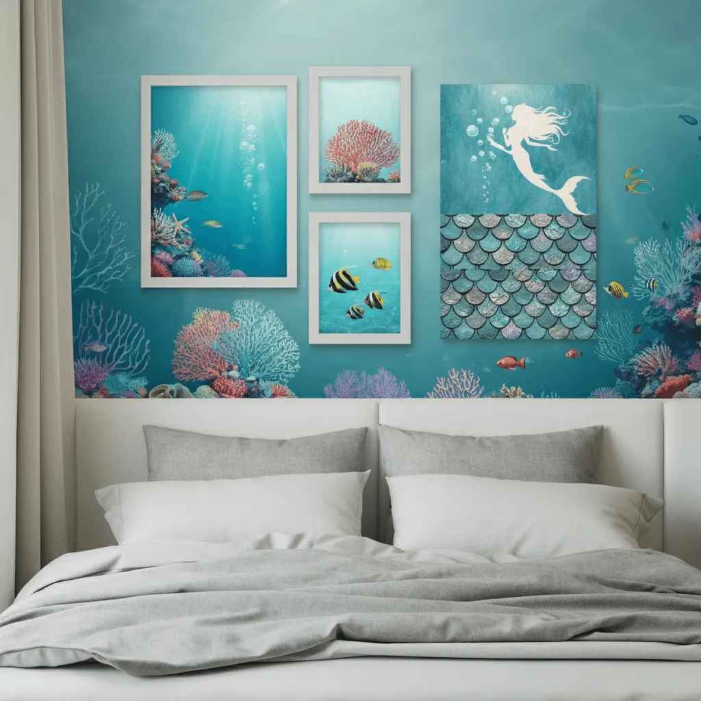 Underwater-Themed Wall Art Wide View