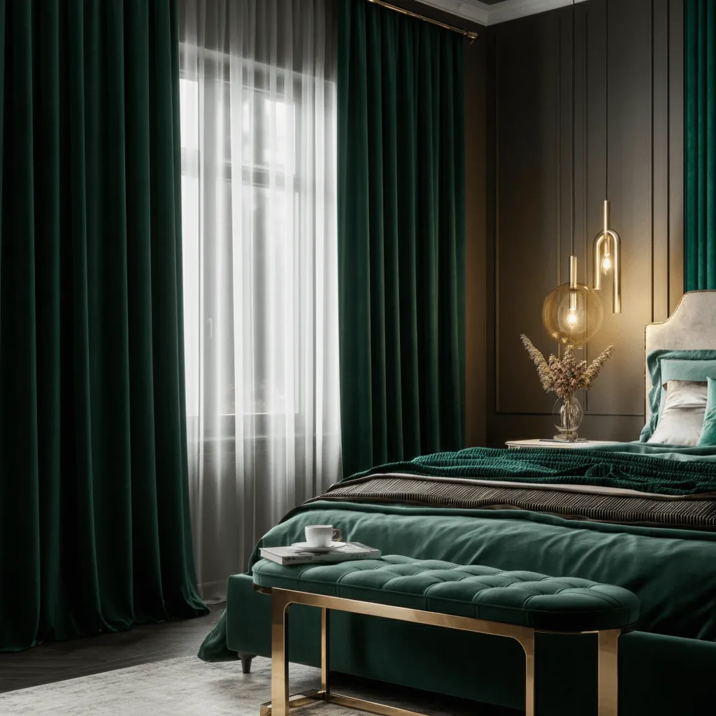Velvet Emerald Green Bedroom