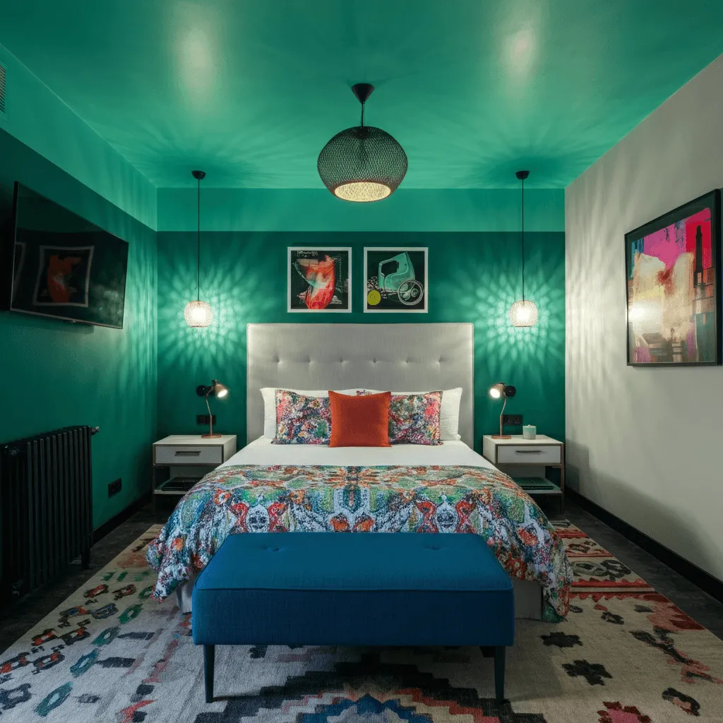 15 Stunning Bedroom Ceiling Ideas to Transform Your Space 11 Vibrant Pop of Color
