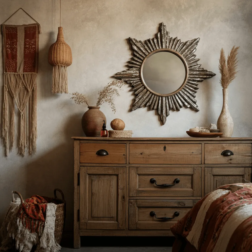 Vintage Mirror Boho Bedroom