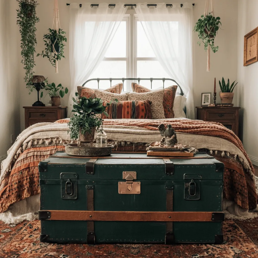 Vintage Trunk Boho Bedroom