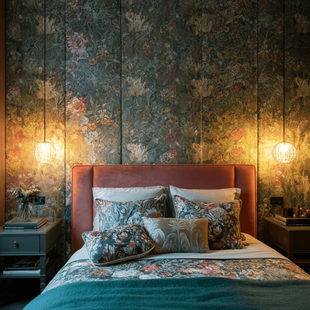 Wallpapered Panels Bedroom