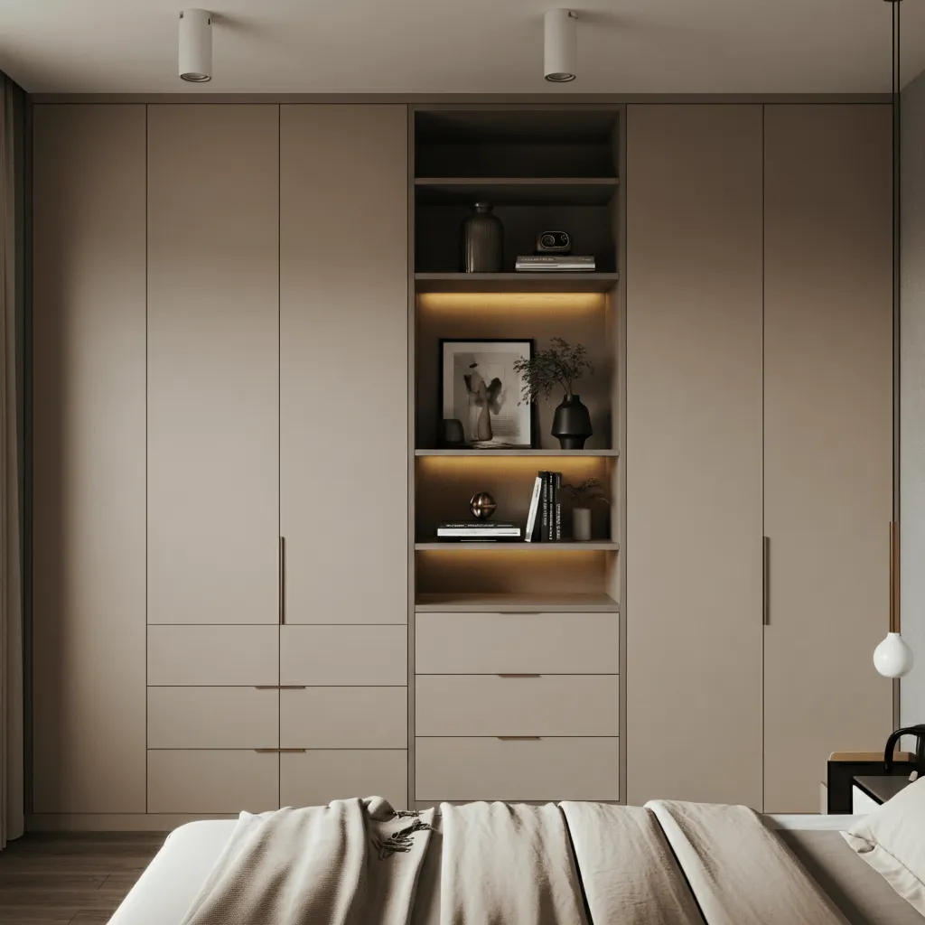 15 Inspiring Bedroom Built-in Wardrobe Designs for Modern Homes 11 Wardrobe With Open Shelving