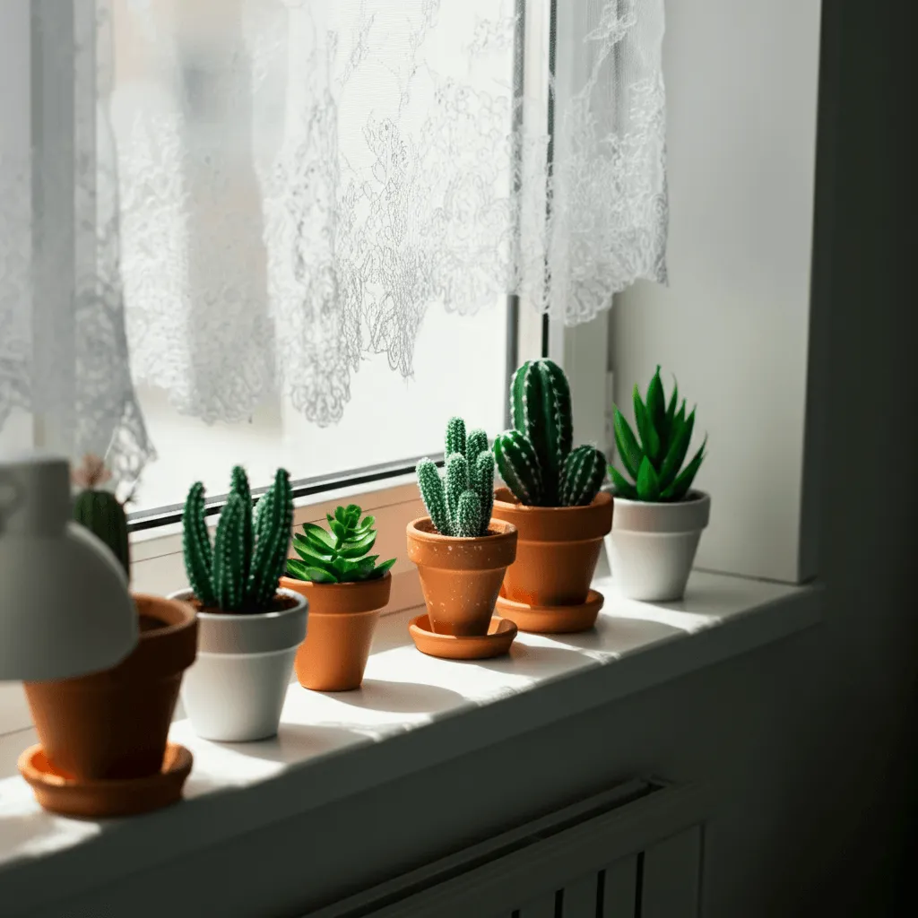 Window Sill Faux Plants