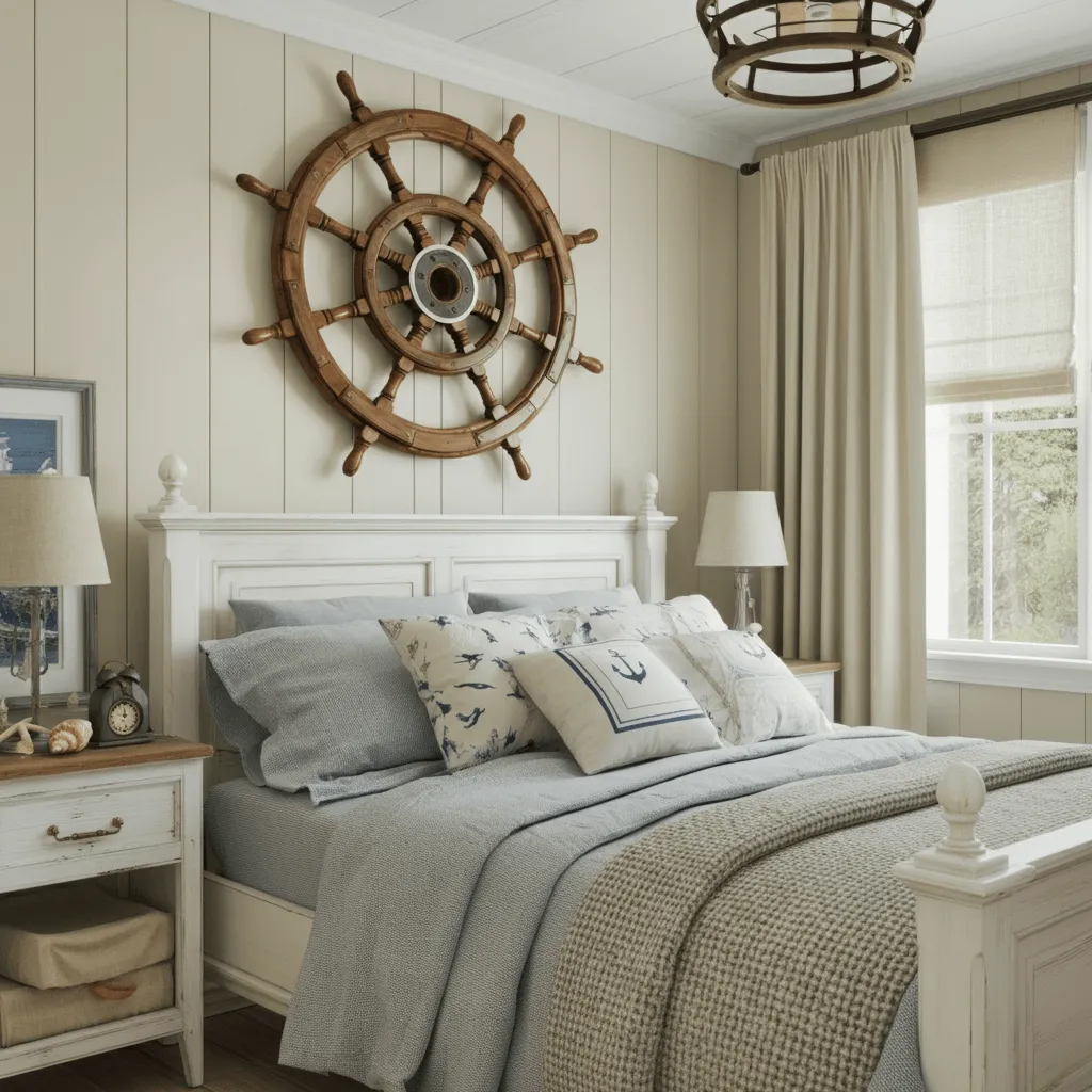 Wooden Ship Steering Wheel Decor