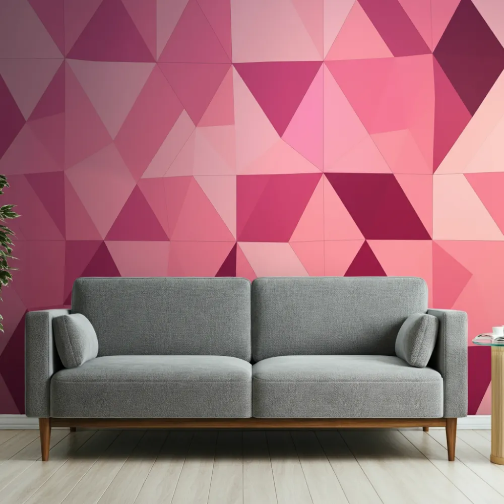 Geometric Pink Accent Wall