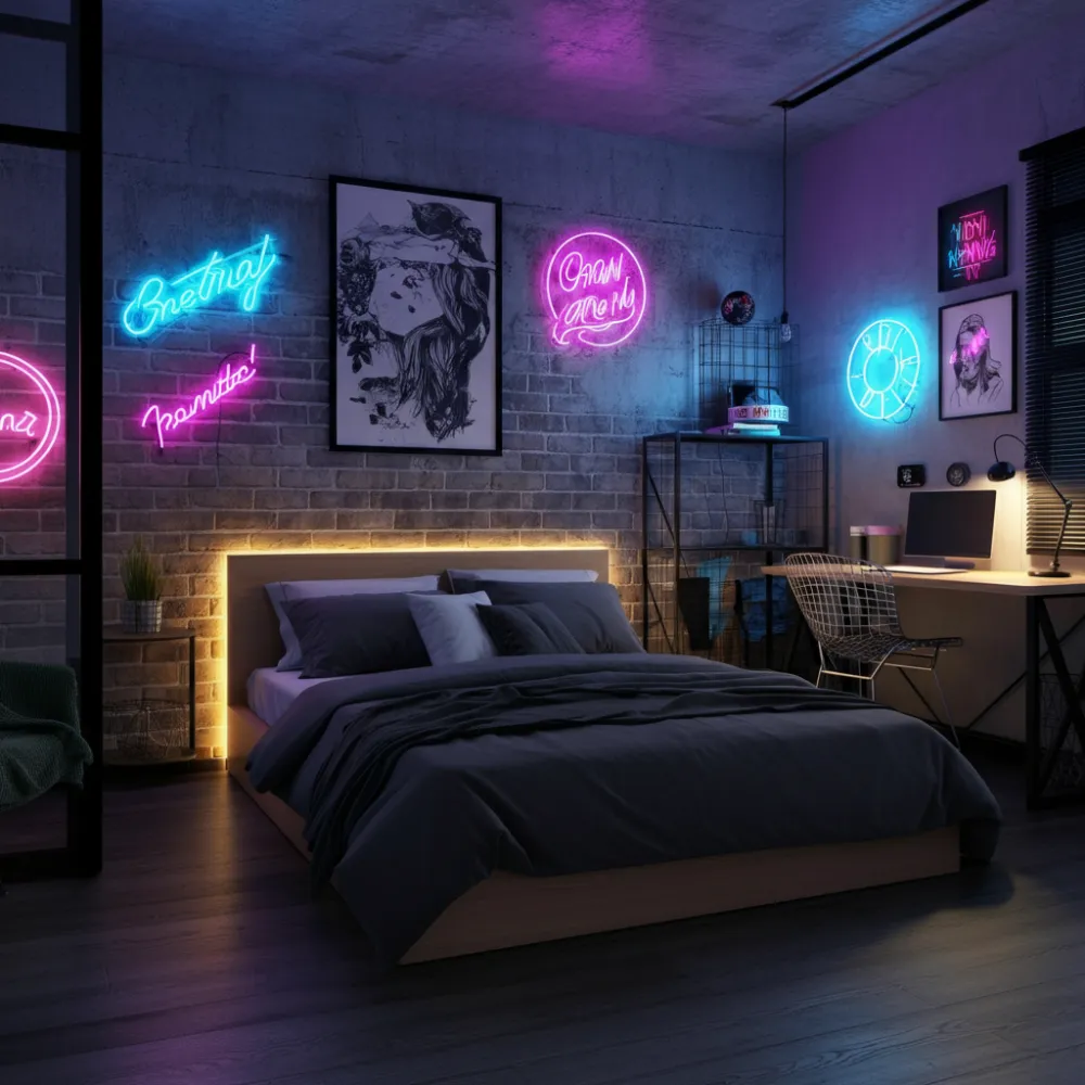 Neon Urban Loft Bedroom