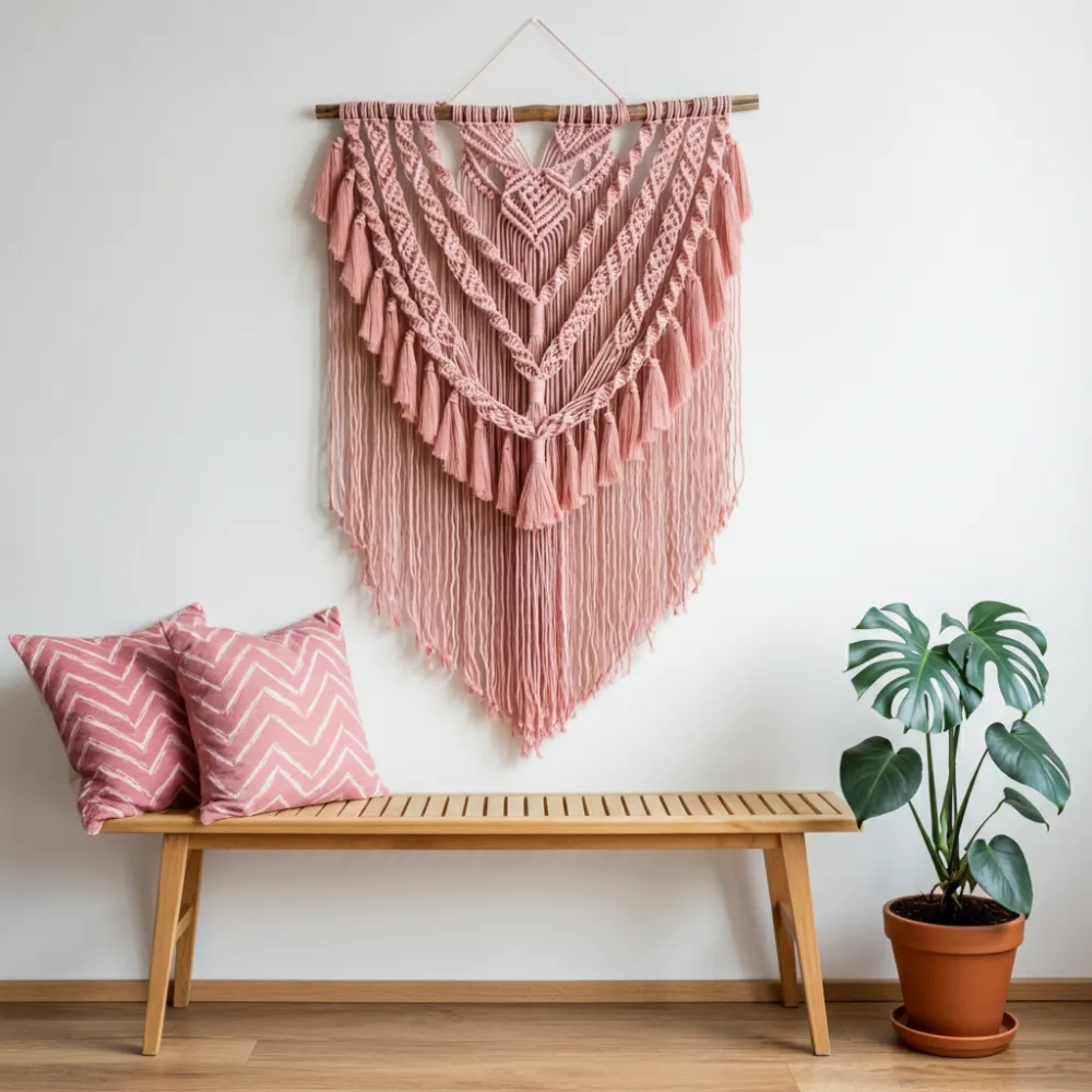 Pink Boho Macramé Wall Hanging