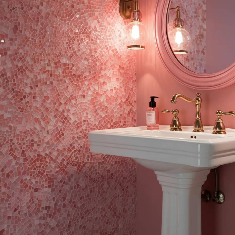 Pink Mosaic Tile Wall