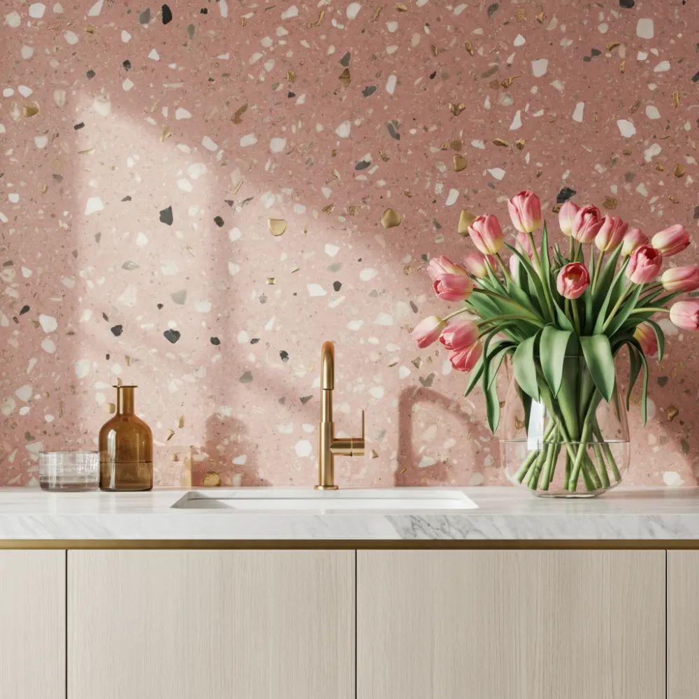 Pink Terrazzo Accent Wall