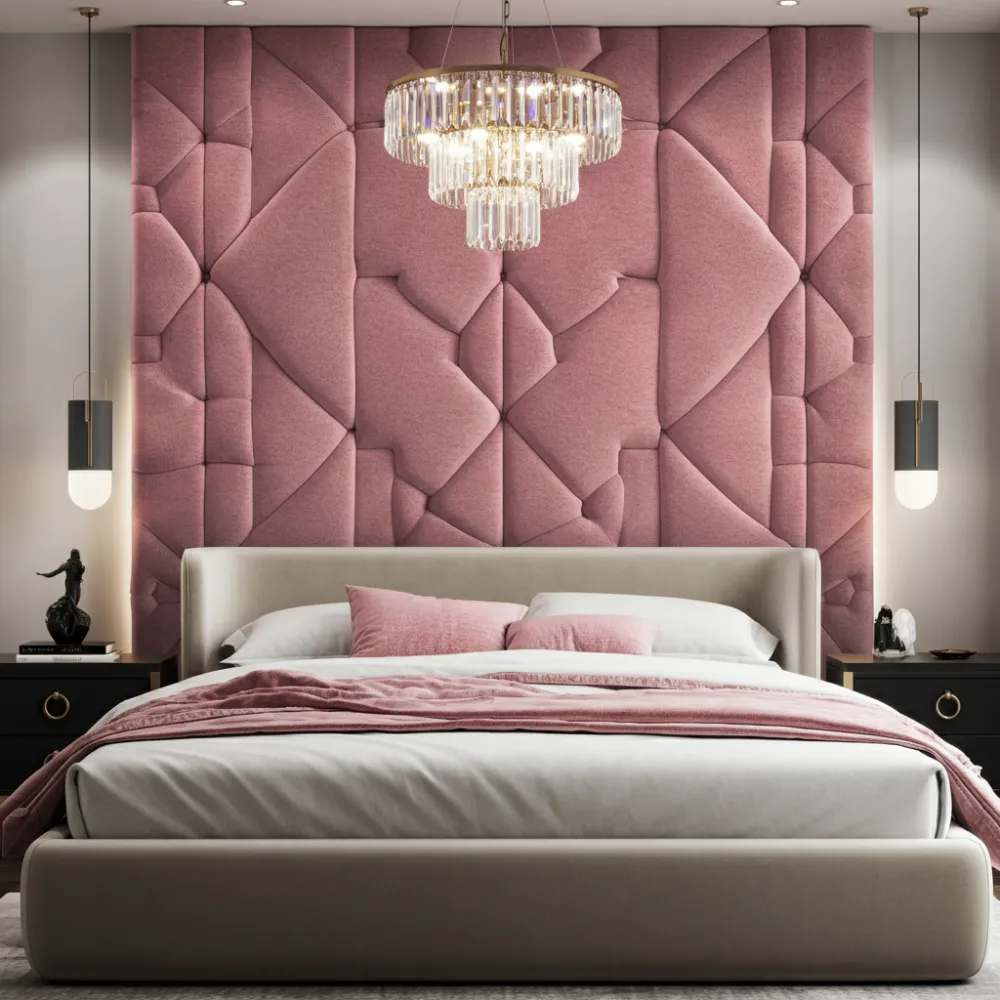 Pink Velvet Upholstered Wall