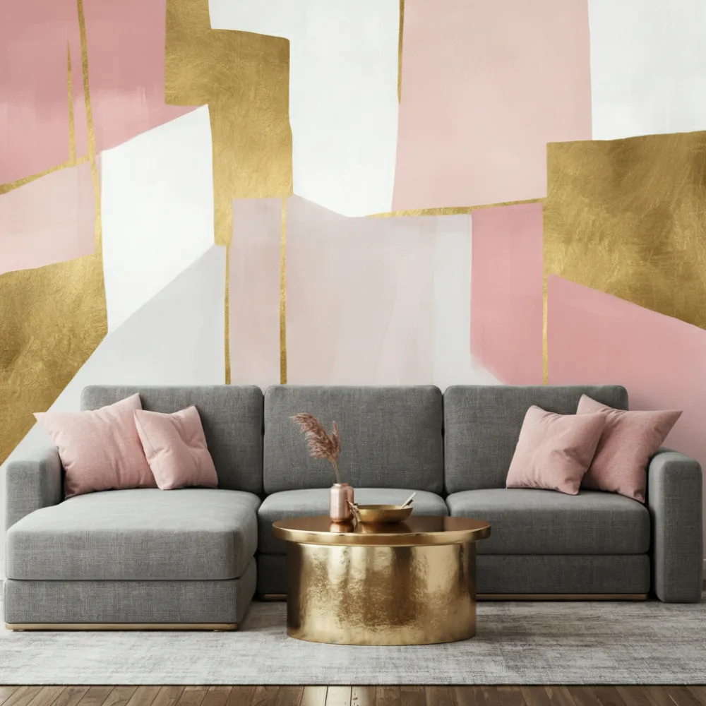 Pink Wall with Abstract Color Blocking