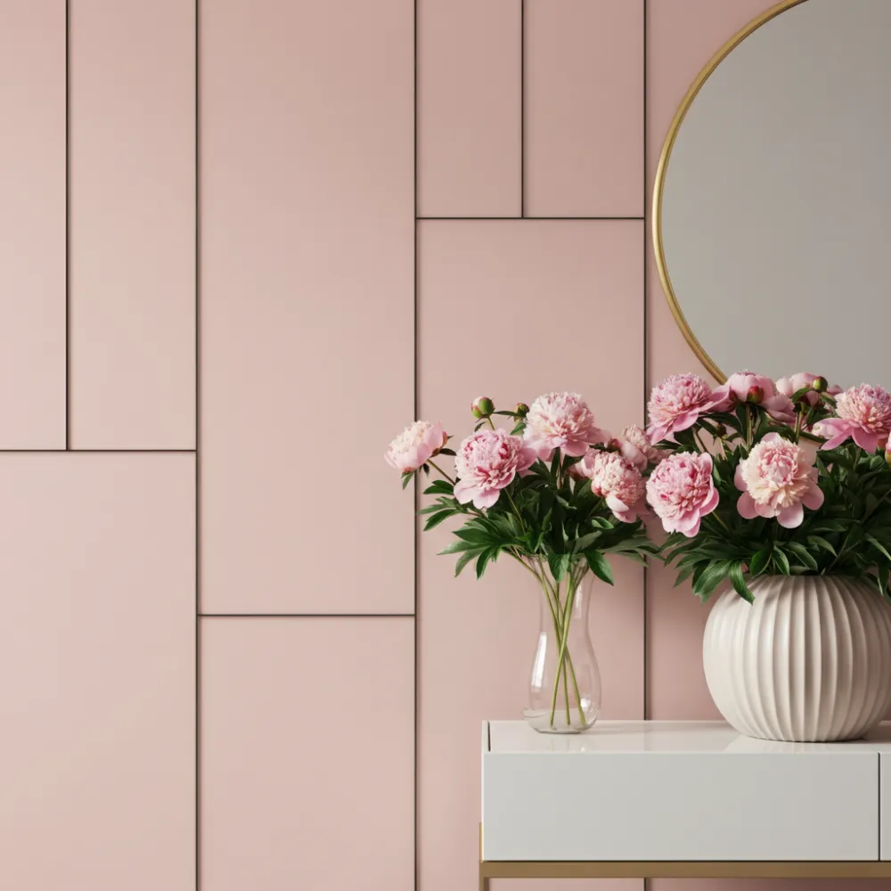 Pink Wall with Mirror Panels