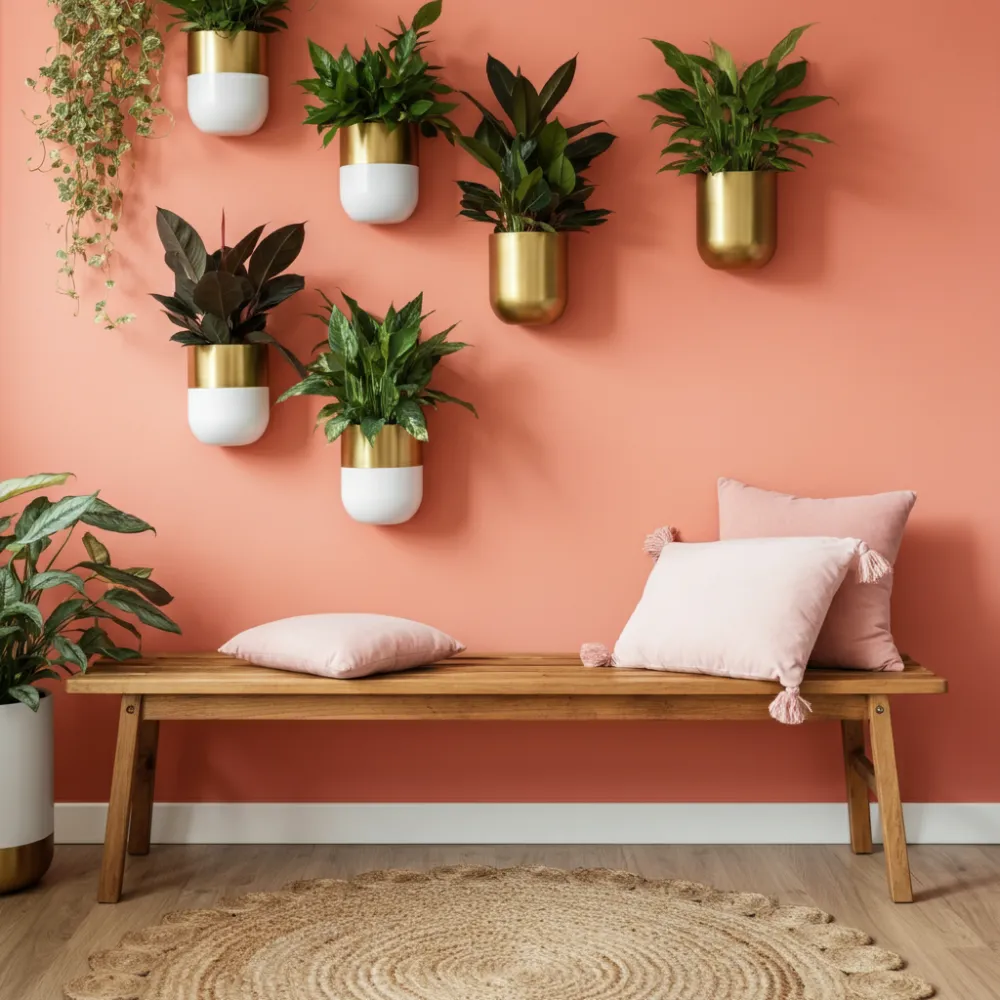 Pink Wall with Vertical Garden