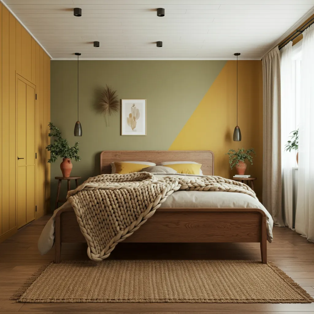 Mustard Yellow and Olive Green Bedroom