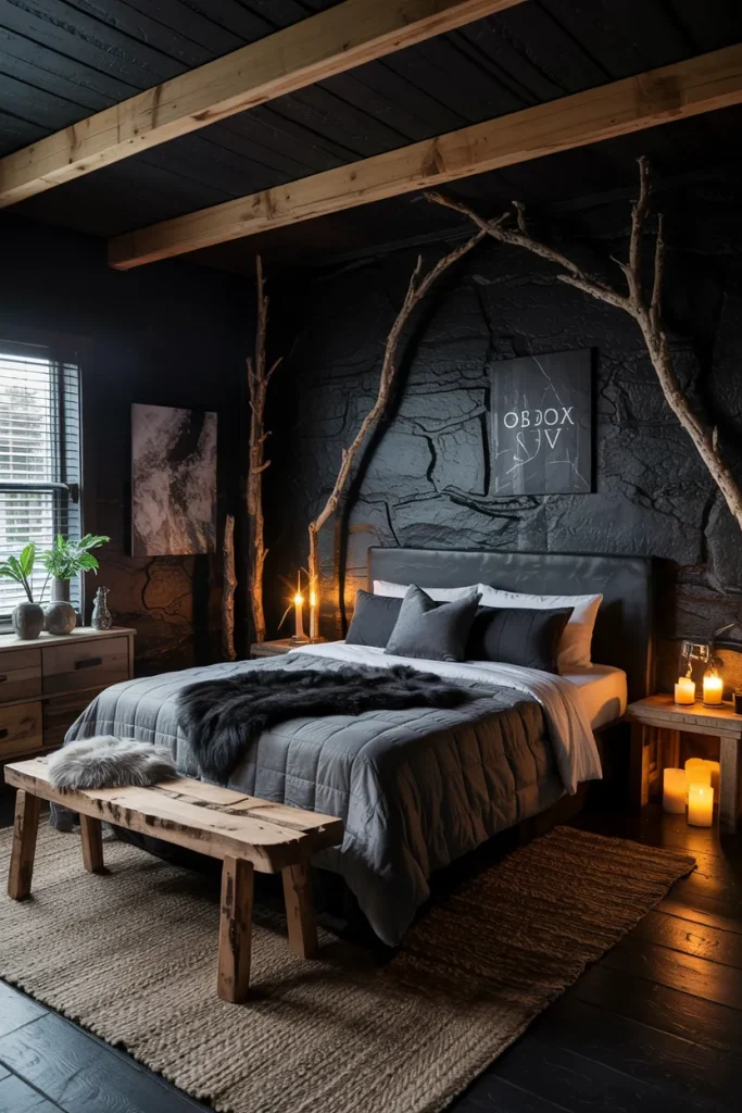 15 Dark Nature Aesthetic Bedroom Ideas That Feel Dreamy & Moody 13 Obsidian Cave Sanctuary