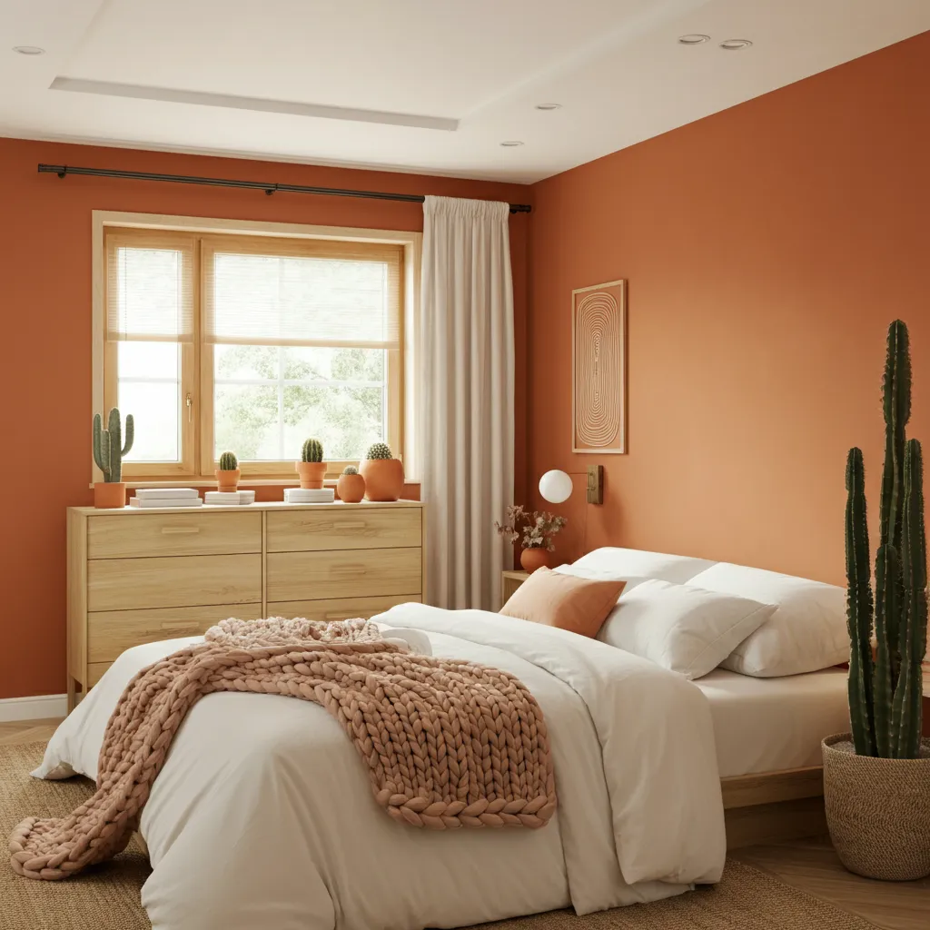 Terracotta and White Bedroom