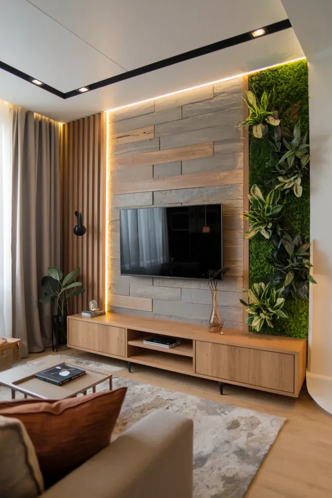 25 Modern Small Living Room Ideas That Make Spaces Look Bigger 25 Accent Walls with Natural Materials