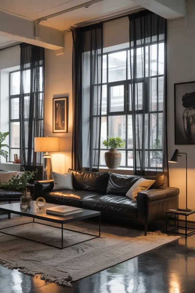 15 Sheer Curtains Living Room Ideas That Feel Effortlessly Elegant 15 Black Sheer Curtains