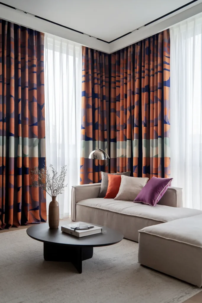 25 Modern Small Living Room Ideas That Make Spaces Look Bigger 19 Bold Curtains for a Statement