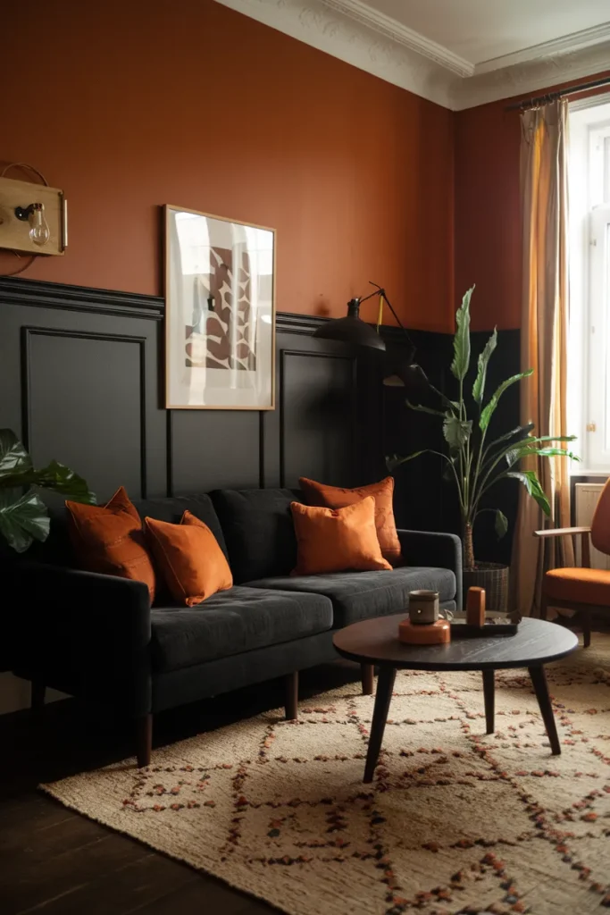 Burnt Orange and Deep Charcoal