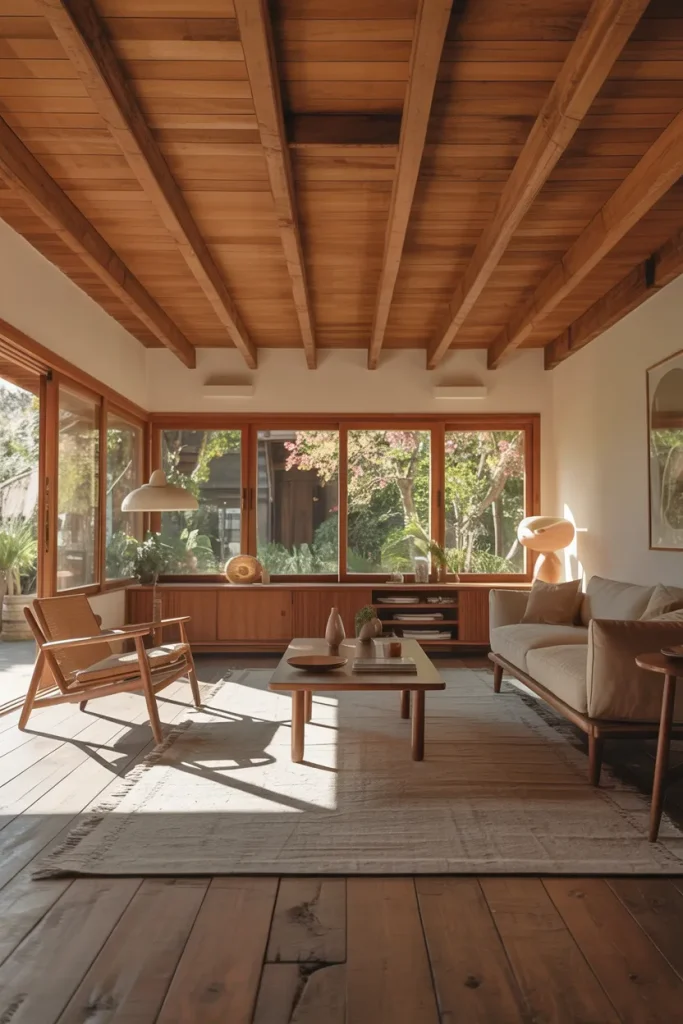 Ceiling Beams with Natural Warmth