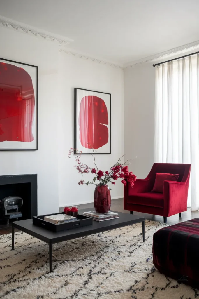 Crisp Black and White with Pops of Red