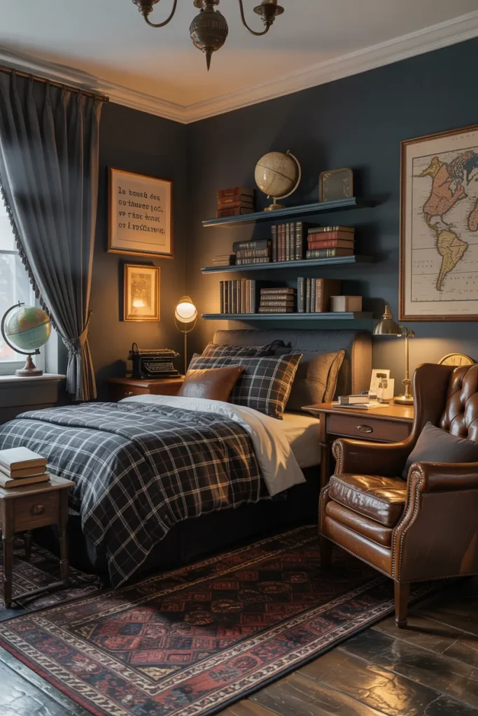 25 Bohemian Dark Cottagecore Bedroom Ideas for the Ultimate Moody Aesthetic 13 Dark Academia Sanctuary