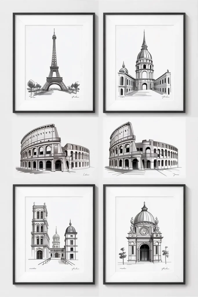 Framed Architectural Sketches