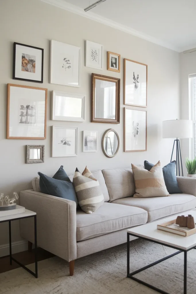 25 Modern Small Living Room Ideas That Make Spaces Look Bigger 8 Gallery Walls with Personal Touches