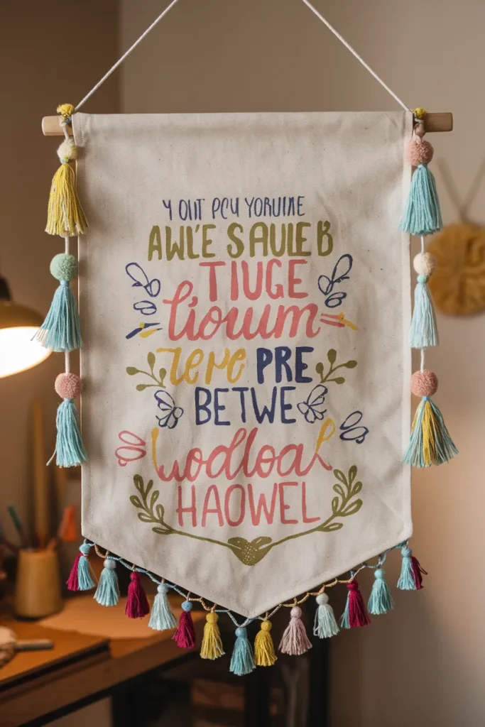 Hanging Fabric Banner with Quotes