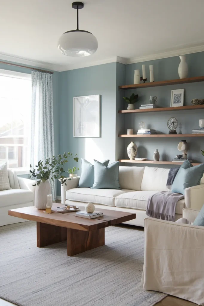 Icy Blue and Warm Walnut